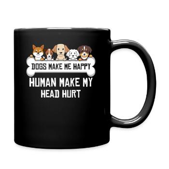 Les chiens me rendent heureux humain me font mal à la tête Doglove - Mug uni - noir - Droite