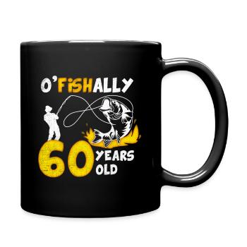 60. Geburtstag Angeln 1963 Jahrgang Fischer Angler - Tasse einfarbig - Schwarz - Rechts