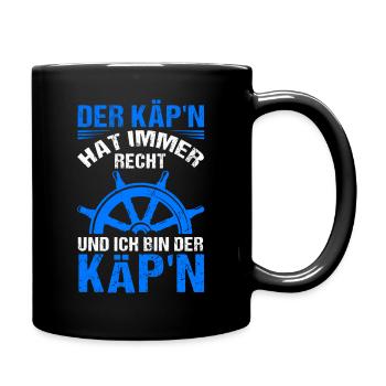 Steuer Hafen Steuerbord Kapitän Schiffskapitän Boo - Tasse einfarbig - Schwarz - Rechts