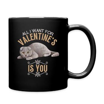 Katze Schottische Faltohrkatze Valentinstag Spruch - Tasse einfarbig - Schwarz - Rechts