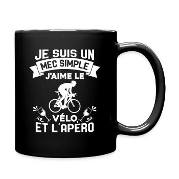 Je suis un Mec Simple j'aime Le Vélo Et L'apéro - Mug uni - noir - Droite
