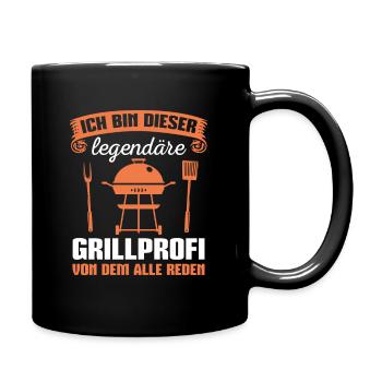 Grillen BBQ Party Grillsaison Grillprofi Geschenk - Tasse einfarbig - Schwarz - Rechts