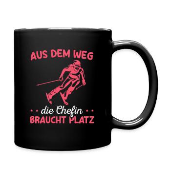 Skifahren Wintersport Wintersportlerin Skifahrerin - Tasse einfarbig - Schwarz - Rechts