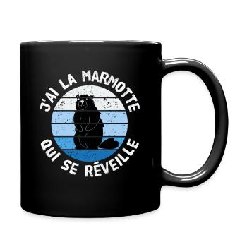 J'ai la marmotte qui se réveille expression caca - Mug uni - noir - Droite
