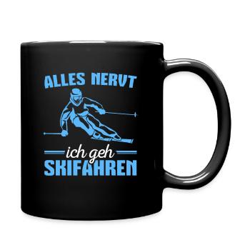 Skifahren Skipiste Wintersportler Skifahrer - Tasse einfarbig - Schwarz - Rechts