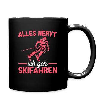 Wintersport Skifahren Wintersportlerin Skifahrerin - Tasse einfarbig - Schwarz - Rechts