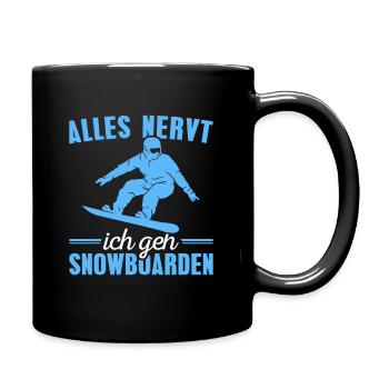 Snowboard Wintersport Snowboarder Geschenk - Tasse einfarbig - Schwarz - Rechts