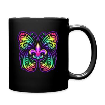 Papillon de fleur de lis de couleur arc-en-ciel pour Mardi - Mug uni - noir - Droite