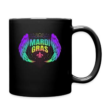 Rainbow Colored Angel Wing With Fleur De Lis For - Full Colour Mug - black - Right
