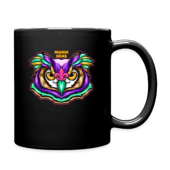 Purple Green Owl With Pink Fleur De Lis For Mardi - Tasse einfarbig - Schwarz - Rechts