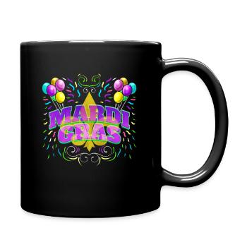 Logo With Ballons and Fleur De Lis For Mardi Gras - Full Colour Mug - black - Right