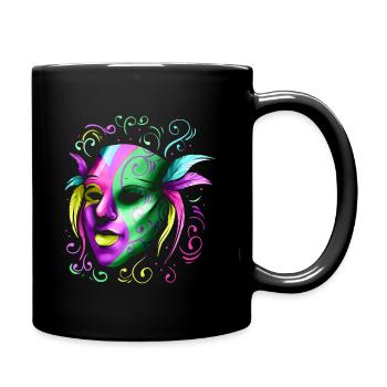 Masque jaune, violet et vert pour Mardi Gras - Mug uni - noir - Droite