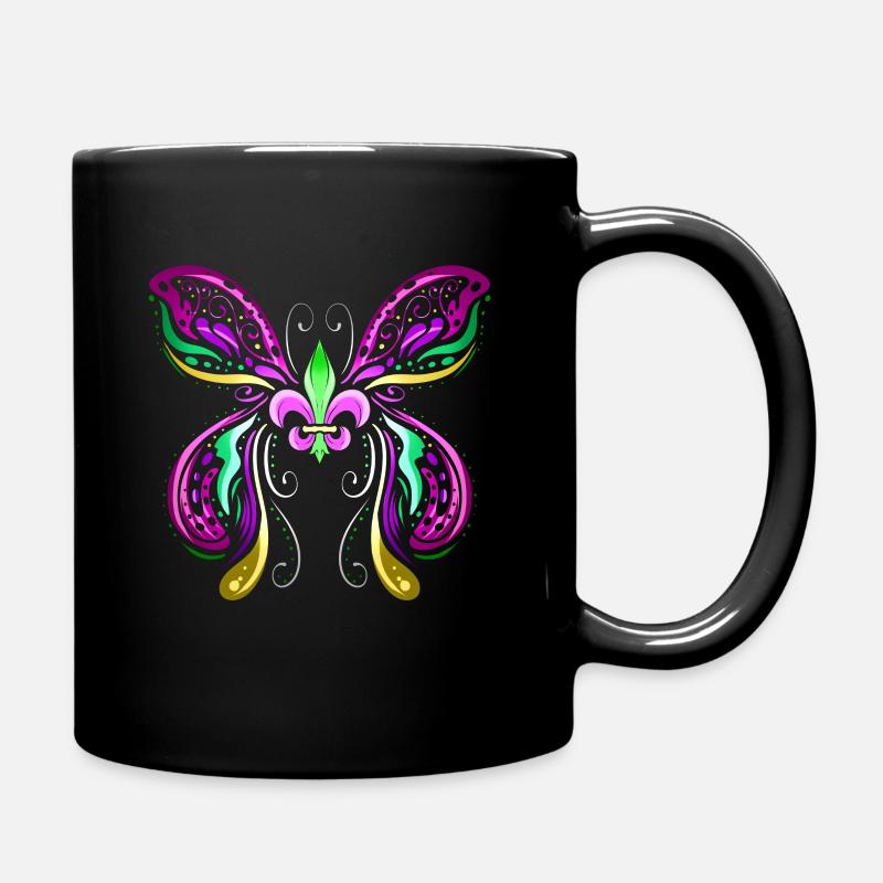 Butterfly With Ornaments And Fleur De Lis For - Tasse einfarbig - Schwarz