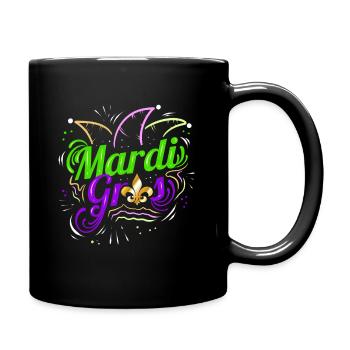 Lettering with Jester Hat and Fleur de Lis for - Full Colour Mug - black - Right