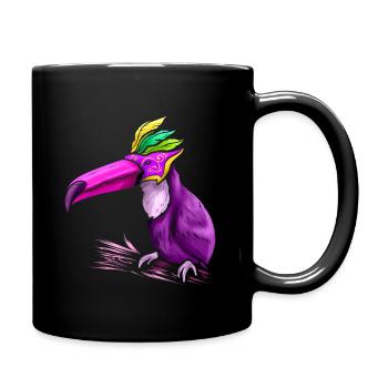 Tucan violet avec masque pour Mardi Gras - Mug uni - noir - Droite