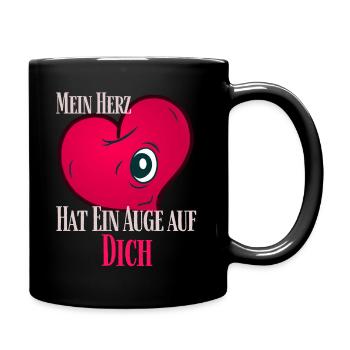Mein Herz hat ein Auge auf dich in Rot - Tasse einfarbig - Schwarz - Rechts