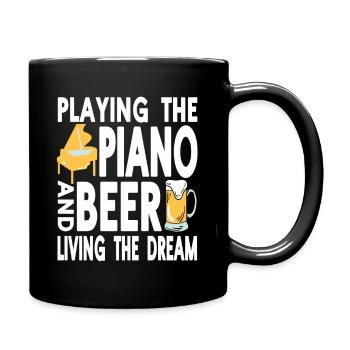 Jouer au piano et à la bière Vivre le rêve drôle - Mug uni - noir - Droite