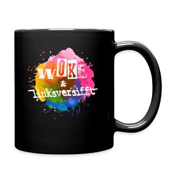 Selbstironie: WOKE & linksversifft - Tasse einfarbig - Schwarz - Rechts