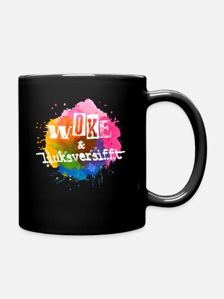 Selbstironie: WOKE & linksversifft - Tasse einfarbig - Schwarz