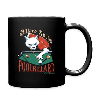 Poolbillard was sonst, Billard Fuchs mit Spruch - Tasse einfarbig - Schwarz - Rechts