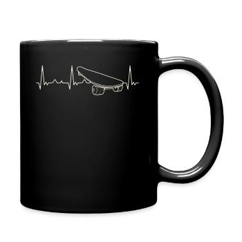 Skateboard Longboard. Herz. Liebe. Ekg. Impuls. - Tasse einfarbig - Schwarz - Rechts