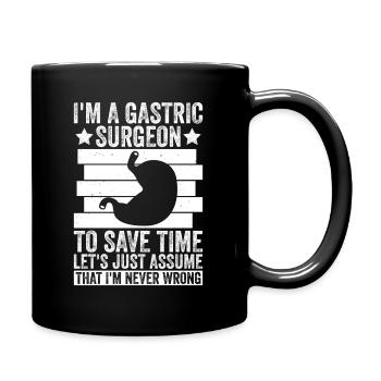 Magenchirurg Und Adipositasmanschette - Tasse einfarbig - Schwarz - Rechts