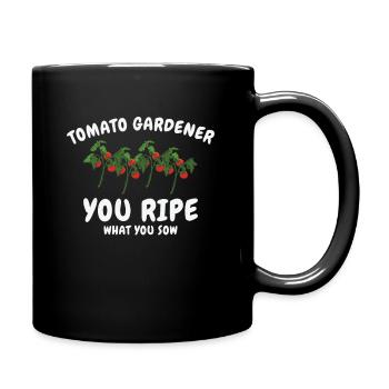 Tomato Gardening Lover Lustiger Gärtner - Tasse einfarbig - Schwarz - Rechts