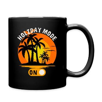 Urlaub, Urlaubsstimmung mit Palmen, Spruch - Tasse einfarbig - Schwarz - Rechts