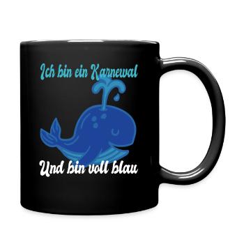 Blauer Karneval Wal - Tasse einfarbig - Schwarz - Rechts