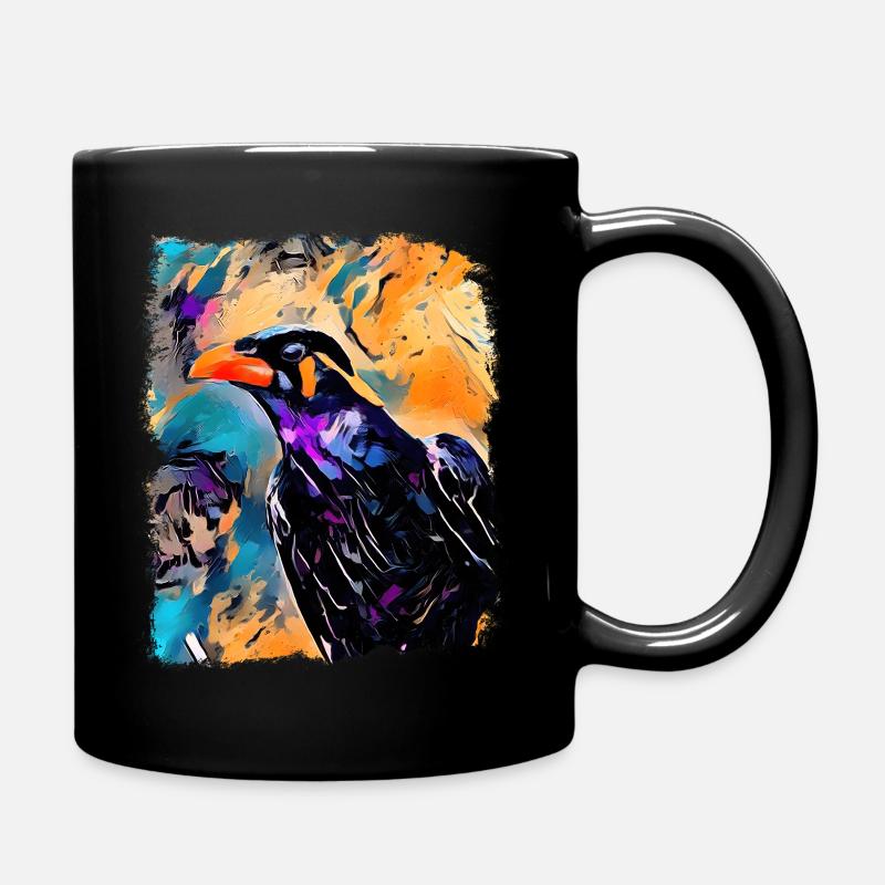Beo Mynah Starenvogel bunt Rabe moderne Kunst - Tasse einfarbig - Schwarz