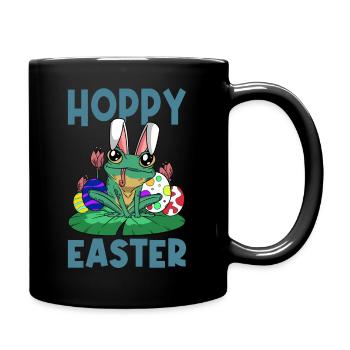 Hoppy Easter Süßer Ostern Frosch Osterhase Osterei - Tasse einfarbig - Schwarz - Rechts