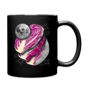 Surrealismus, Vollmond in Scheiben, Rotkohl - Tasse einfarbig - Schwarz - Rechts