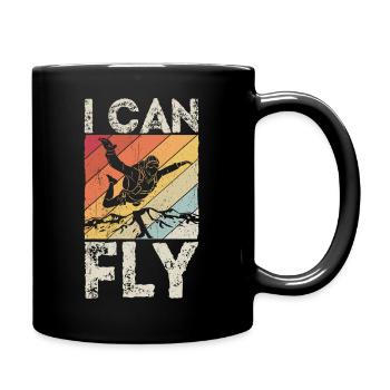 I CAN FLY - Skydive Fallschim Sprung Action Höhe F - Tasse einfarbig - Schwarz - Rechts