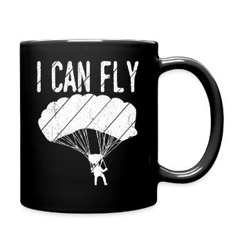 I CAN FLY Skydiving Adrenalin Fallschirms Gleitsch - Tasse einfarbig - Schwarz - Rechts