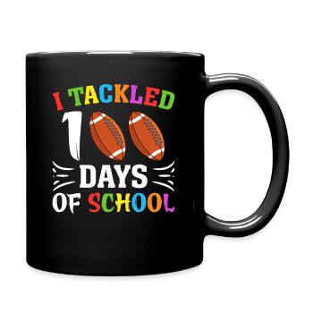 100 Days School Child School Beginners Football - Full Colour Mug - black - Right