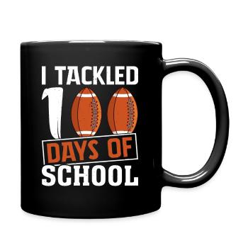 100 Days School Child Football Enrollment - Full Colour Mug - black - Right