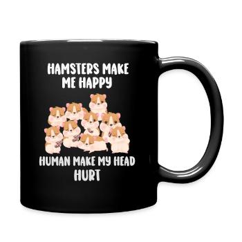 Les hamsters me rendent heureux humain me font mal à la tête - Mug uni - noir - Droite