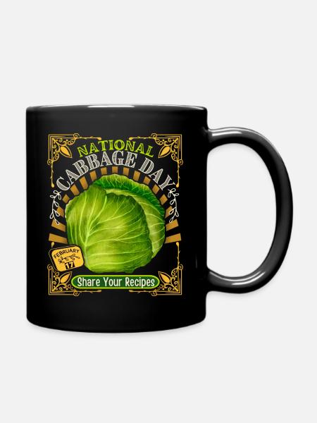 Kohl, Weißkohl, lustiger Spruch Cabbage Day - Tasse einfarbig - Schwarz