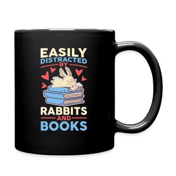 Facilement distrait par les lapins et les livres Lapin de lecture - Mug uni - noir - Droite