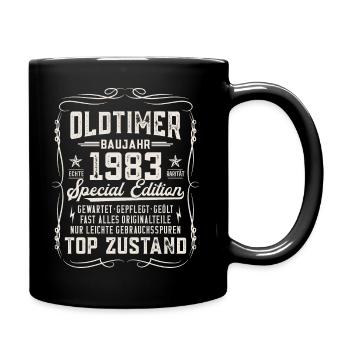 Oldtimer Baujahr 1983 Jahrgang Geburtstag Geschenk - Tasse einfarbig - Schwarz - Rechts