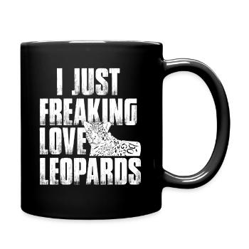 I Just Freaking Love Leopards Retro Wildlife - Tasse einfarbig - Schwarz - Rechts