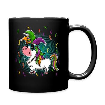 Mardi Gras Narr Hut Maske Und Perlen Einhorn - Tasse einfarbig - Schwarz - Rechts