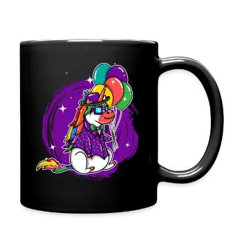 Lustiges Karneval-einhorn Mit Ballon-party - Tasse einfarbig - Schwarz - Rechts