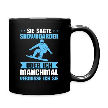 Snowboard Wintersport Snowboarder - Tasse einfarbig - Schwarz - Rechts
