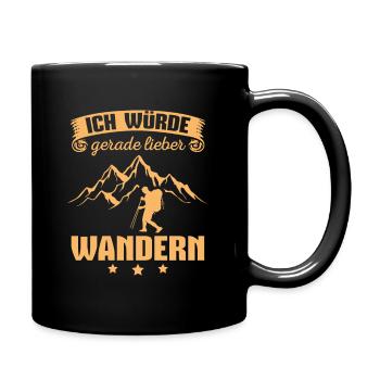 Wandern Spruch Berge - Tasse einfarbig - Schwarz - Rechts