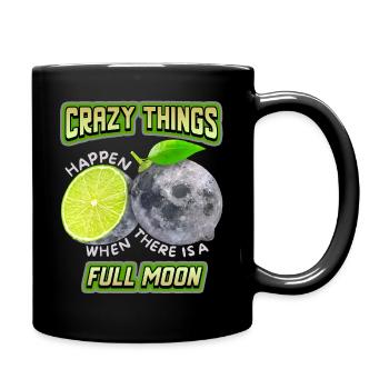 Surrealismus, Vollmond mit Zitrone lustiger Spruch - Tasse einfarbig - Schwarz - Rechts