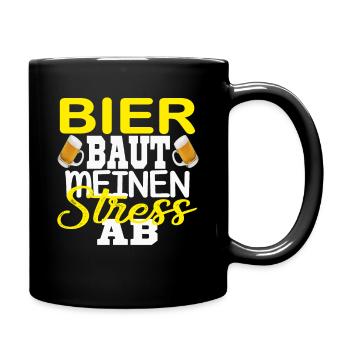 Bier Baut meinen Stress AB: Biertrinker Kostüm - Tasse einfarbig - Schwarz - Rechts