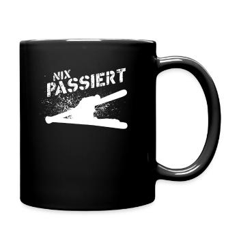Nix passiert Skifahren Biathlon Langlauf - Tasse einfarbig - Schwarz - Rechts