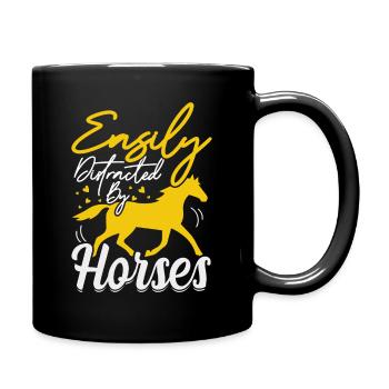 Facilement distrait par les chevaux - Mug uni - noir - Droite