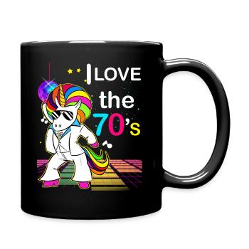 70er Jahre Einhorn Retro Disco Tanzfläche - Tasse einfarbig - Schwarz - Rechts